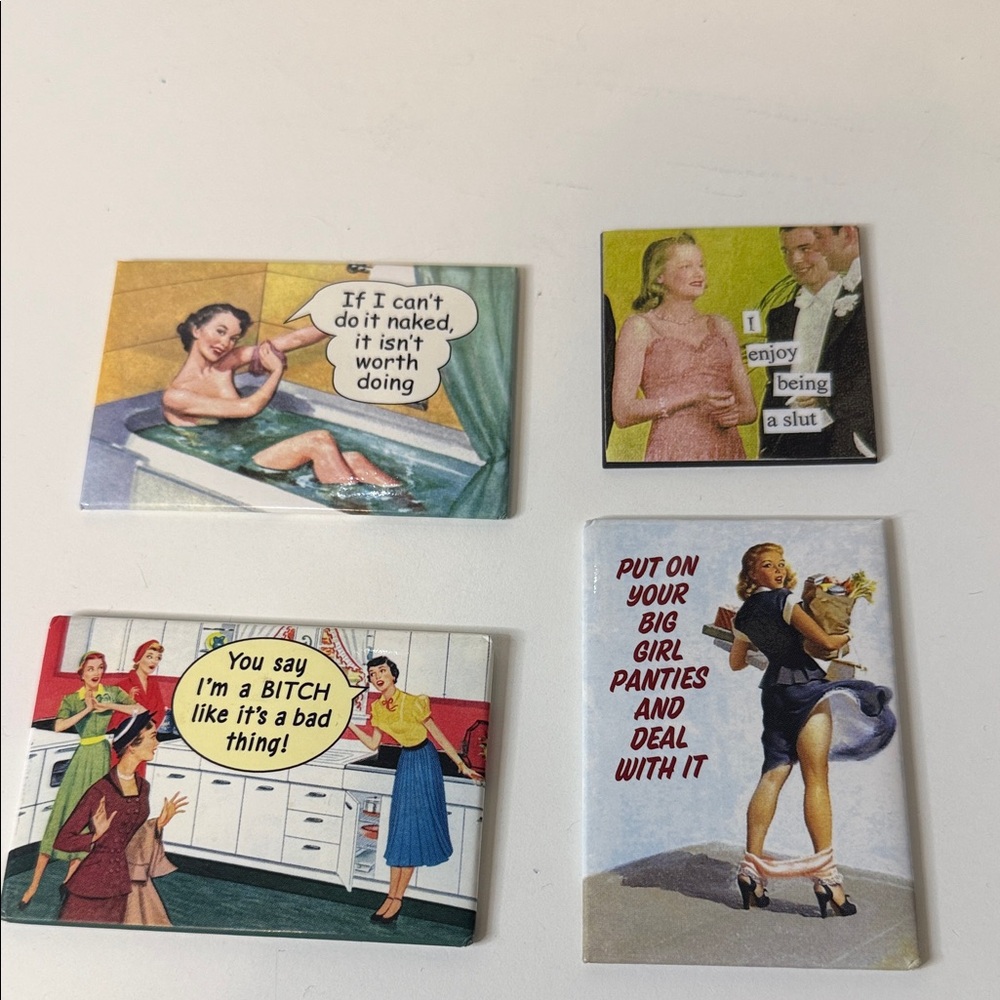 Source Unknown Retro Art Magnets Set
